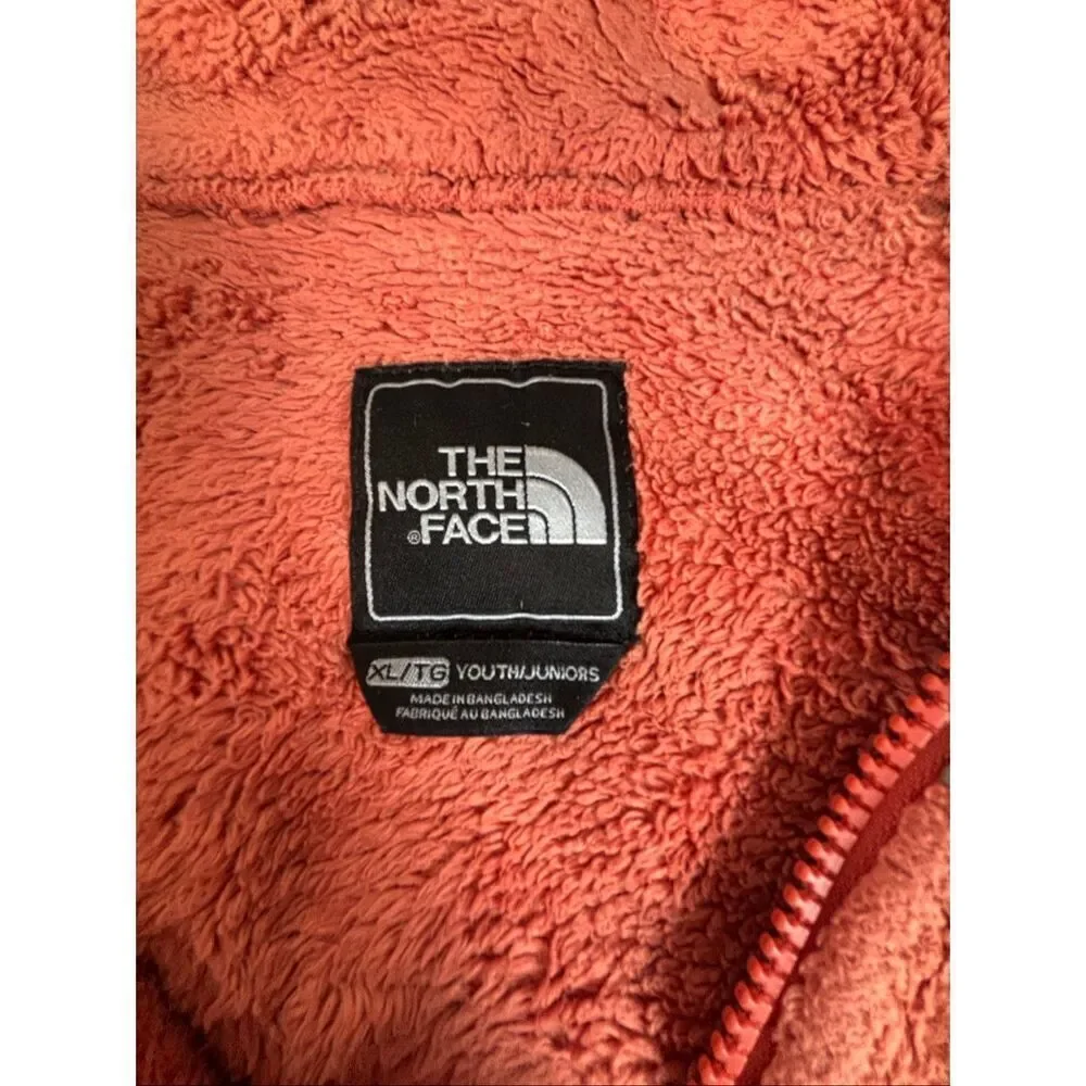The North Face Fleece Jacket Youth XL Juniors Full Zip Coral Gray